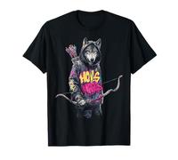 Loup Texte Dessin Arc et Flèche Motif Animal Illustration Loup T-Shirt