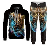 Loup/Tigre Animal Imprimé en 3D Sweat à Capuche et Jogging Femmes/Hommes 2 Pièces Ensemble Automne Hiver Pull Survêtement Streetwear
