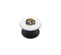 Loup tourbillonnant sous Une Fleur géante PopSockets PopGrip Adhésif