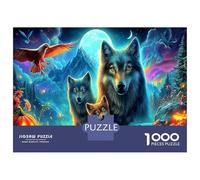Loup Under Moon Coffret De Puzzles Adultes, Loup & Chat Carton Résistant, Logique, Activité Après École, Relax & Créativité Garanties 38x26cm/1000pcs
