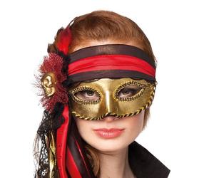 Loup vénitien - DONNA - Pirate - Bandeau intégré - Crâne doré - Accessoire de déguisement