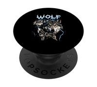 Loup Vintage années 90 Heavy Metal Retro Wolf Lover Lover Wolves PopSockets PopGrip Adhésif