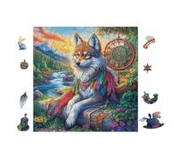 Loup with DreamChatcher in Forêt 100 Pieces Casse-tête Adolescent en Carton Rigide Difficulté Moyenne Activité ÉduChative Cadeau Fête des Mères Haute Qualité Premium 28x28cm