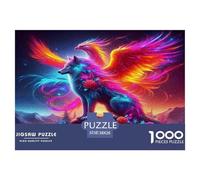 Loup1000 Pièces Puzzle À ThèmeLoup and Phoenix pour Adultes Jeu D'Intelligence Parfaitpourla Détente Décorationde La Maison 38x26cm/1000pcs