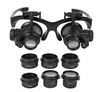 Loupe 10/15/20/25 fois avec support en verre Loupe Outils de réparation de loupe Type de lunettes avec lumière LED