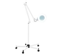 Loupe 5x avec 120 LED et support Lampe de maquillage professionnelle Loupe de bureau circulaire à trois faces avec bras pivotant pour le travail, la lecture, la couture, les seniors, etc