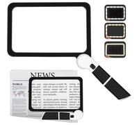 Loupe 5X avec Lumière,Grande Loupe de Lecture Rectangulaire avec 48 LED pour Seniors Dégénérescence Maculaire Design Pliable