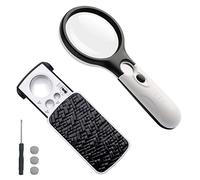 Loupe à Bijoux avec lumière UV LED et loupe portative, 2 pièces AFUNTA 30x, 60x, 90x, loupe de Poche coulissante pour Bijoux/Diamants, loupe de Poche pour Personnes âgées