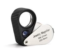 Loupe à Double Objectif 10X et 25X Lentilles en Verre Optique 21mm et 8mm Corps en Acier Inoxydable, Design Pliable Idéal pour les Bijoutiers, les Horlogers, les Collectionneurs de Pièces de Monnaie