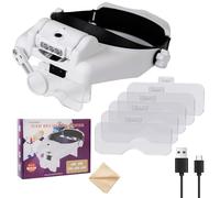 Loupe à LED pour Bijoux avec visière 1,0 x 1,5 x 2,0 x 2,5 x 3,5 x 8 x Serre - tête loupe Loupe de tête