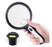 Loupe à main avec lumière grossissante 30x avec 4 LED 60X - Loupe de lecture avec chiffon de lentille - Grande loupe avec lumière LED - Pour la lecture, les malvoyants, les bijoutiers, l'artisanat,