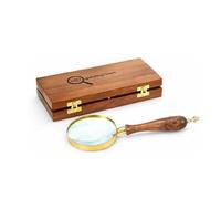 Loupe Antique 10X Loupe de Lecture en Bois avec Manche en Bois fabriqué à la Main pour la Lecture de Livres et l'inspection | Enfants et Adultes (Magnifying + Box)