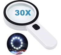 Loupe avec 12 LED, loupe de lecture portative à double lentille en verre 30X