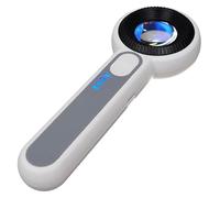 Loupe avec 12 LED, loupe portative éclairée 60X, loupe de bijoutier rechargeable et éclairée, anneau lumineux bicolore