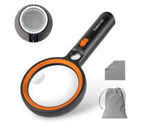Loupe avec 30 lumières LED, 10x, 20x, 45x, loupe éclairée de poche avec lumière UV pour personnes âgées pour lecture, inspection, pièces de monnaie, bijoux, exploration de la lumière (orange)