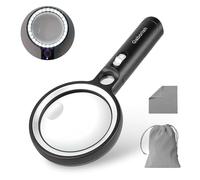 Loupe avec 30 lumières LED, 10X 20X 45X loupe éclairée portative avec 1 lumière UV pour seniors lecture, inspection, pièces de monnaie, bijoux, exploration loupe grossissante (Orange)