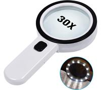 Loupe Avec Lumière, Grande Loupe Éclairée Portable 30x, Loupe De Lecture Avec Lecture Pour Personnes Âgées, Pièces De Monnaie, Timbres, Carte, Inspection, Dégénérescence Maculaire