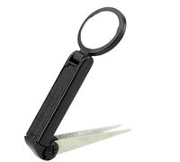 Loupe avec support, loupe 10X pliable avec lumière et base de pince à épiler, portative éclairée polyvalente pratique pour la lecture, 10X