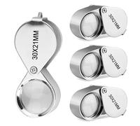 Loupe Bijoutier, 2pcs Loupe de Bijoutier X30 Loupe de Poche Pliable Loupe Portable Loupes de Bijoutier Bijoux Loupe Jewelers Loupe pour Pierres PréCieuses, Diamants, Plantes, Pièces de Monnaie (4PCS)