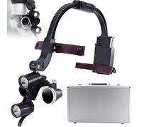 Loupe binoculaire 2,5x/3,5x pour usage de laboratoire dentaire, angle réglable, chemin optique 420 mm, comprend un phare LED