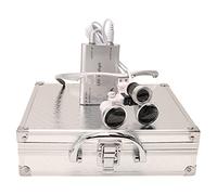 Loupe Binoculaire Chirurgicale, 2,5 X 3,5 X Loupes Chirurgicales Dentaires avec Phare Haute Luminosité + Boîte en Aluminium, avec Pince À Fermoir Loupes Dentaires pour Dentiste (Color : Silver, Size