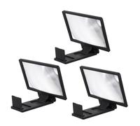 Loupe D’écran Noir pour Téléphone 3 Pièces Réglable en Hauteur | Grossissement 2 à 3 Fois, Visuelle, PP et Pvc, pour Vidéo et Films