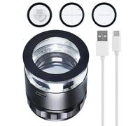 Loupe de Bijoutier 10x avec 6 Lumières LED et Échelle en Verre 3, Loupe Rechargeable 25 mm de Champ de Vision, pour Bijoux, Gemmes, Pièces de Monnaie, Outil de Loisirs