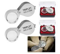 Loupe De Bijoutier, 2 pièces Loupe Bijoutier, Loup e De Bijo utier X30, Lo UPE X10, Lou PE De Poche, pour la Lecture, Les Livres, Les journaux, Les Insectes, Les Loisirs, Argent (10X et 30X)