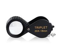 Loupe de bijoutier 20x pliable de poche 18 mm en verre optique sans pile pour bijoux, pièces de monnaie, timbres, montres, loisirs, etc
