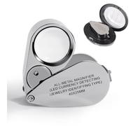 Loupe de bijoutier 40X Loupe Pliante en métal avec, loupe à lumière UV LED,Loupe de Poche en Acier Inoxydable,pour Diamants,Timbres,Reconnaissance de Monnaie,Identification de Bijoux