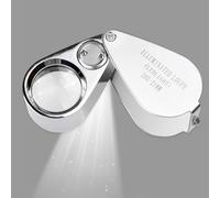 Loupe de bijoutier éclairée avec lentille UV 20X et LED, Construction en métal et Verre Optique, avec Emballage de Vente Kare and Kind (20X x 21 mm, Argent) - 2 pièces