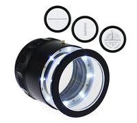 Loupe de bijoutier grossissante 10x avec 8 lumières LED et 4 lentilles graduées en verre - 5 mm - Champ de vision lumineux - Boucle de bijoutier lumineuse pour pierres précieuses, pièces de monnaie