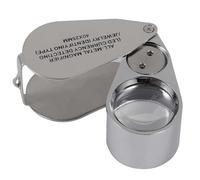 Loupe de bijoutier, grossissement x40, en métal, pliable, avec éclairage LED et UV, compatible avec les diamants, bijoutiers.