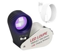 Loupe de bijoutier lumineuse 10x rechargeable pliable avec 6 LED et lumière UV pour pierres précieuses, bijoux, pièces de monnaie, timbres, etc