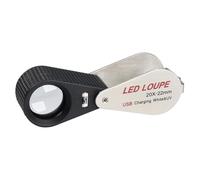 Loupe de Bijoutier Lumineuse 20x, Loupe de Bijoutier Rechargeable Loupe de Bijoutier Pliable Loupe LED Triplet avec 6 LED et Lumière UV pour Pierres Précieuses, Bijoux, Pièces de Monnaie, Timbres