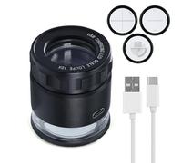 Loupe de bijoutier Rechargeable 10X avec lumières LED et 3 échelles réticules Champ de Vision de 25 mm Mise au Point réglable Loupe LED pour Pierres précieuses, pièces de Monnaie, Montre, Timbres