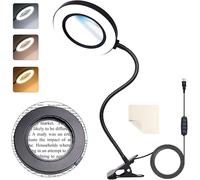 Loupe de bureau avec lumière 6x, 72 LED et 3 couleurs réglables. Loupe de lecture pour livres, lentille en verre véritable de 10,4 cm, alimentée par USB, parfaite pour le travail, la lecture, les