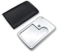 Loupe de carte de crédit 4B-3, avec loupe de poche à lumière LED Lentille 3X 6X avec étui en cuir