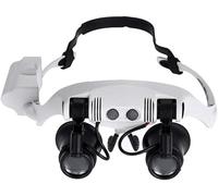 Loupe de casque binoculaire, visière grossissante à bandeau éclairé par LED avec 4 lentilles réglables Loupe professionnelle mains libres pour lecture, bijoux, travaux manuels, montre, réparation,