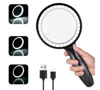 Loupe de Lecture, 33 LEDs Loupe Grossissante éclairantes à Main, USB Rechargeable 1200mA Loupe de Lecture avec Lumiere pour Malvoyant âgé, Loupe LED Lecture de Lumineuse(3 Modes d'éclairage)