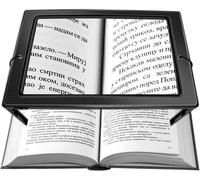 Loupe de Lecture, 3X Grossissement A4 Rectangulaire Loupe Eclairante avec 4 Lumineuse LED Grande Loupe éclairante Pleine Page