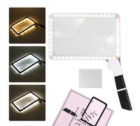 Loupe de Lecture 5X Rectangulaire, Loupe Grande Grossissante avec 48 LED Lumières, Loupes Pliable et Portable 3 Couleurs D'éclairage USB Rechargeable pour Les Personnes âGées D'Horlogersvvv