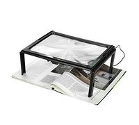 Loupe de Lecture A4 3X Pliable Ultra-Mince avec 4 LED pour Lecture Tricot Bricolage Mains Libres Design Rectangulaire Pieds Dépliants Couverture Pleine Page