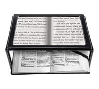 Loupe de lecture A4 pleine page sur support rectangulaire, grossissement 3x avec lentille de lampe 4 LED pour la lecture pour les personnes âgées, les personnes âgées et les malvoyantes