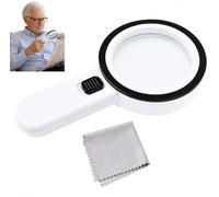 Loupe de Lecture avec 12 lumières LED, Loupe Lumineuse à Main avec Double Lentille en Verre 10cm, pour Seniors, Lecture de Petits Caractères, Pièces, Timbres, Bijoux et Cartes