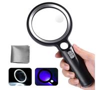 Loupe de Lecture avec 30 lumières LED, 30X 45X 60X Grossissante avec Lumière 2 Modes D'éclairage, Loupe Eclairante pour Lecture, Bijoux, Seniors, Malvoyant, Observation et Travaux Manuels