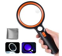 Loupe de Lecture avec 30 lumières LED, 30X 45X 60X Grossissante avec Lumière 2 Modes D'éclairage, Loupe Eclairante pour Lecture, Bijoux, Seniors, Malvoyant, Observation et Travaux Manuels