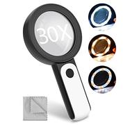 Loupe de Lecture éclairée,BROTOU 30X loupe grossissante avec Lumière,loupe Eclairante avec 18 LED, 3 Modes D'éclairage pour Les Seniors, Horloger, Passe-Temps, Artisanat, Monnaies, Timbres