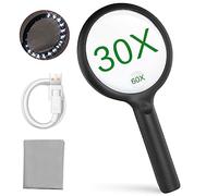 Loupe de Lecture Grossissante avec Lumière - 3 Modes D'éclairage Rechargeable par USB pour Personnes Âgées et Enfant - Electronique et Lumineuse (Noir)