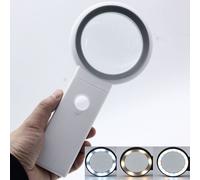 Loupe De Lecture, Loupe Eclairante À Main Sur Pied Avec 18 Led Lumière, 10x 30x Loupe De Table Avec Support Pliable Pour Lecture, Bijoux, Inspection, Monnaies Gris